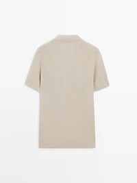 100% cotton textured knit polo sweater