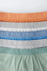 AGES 6-14 / FIVE-PACK OF TEXT BOXERS