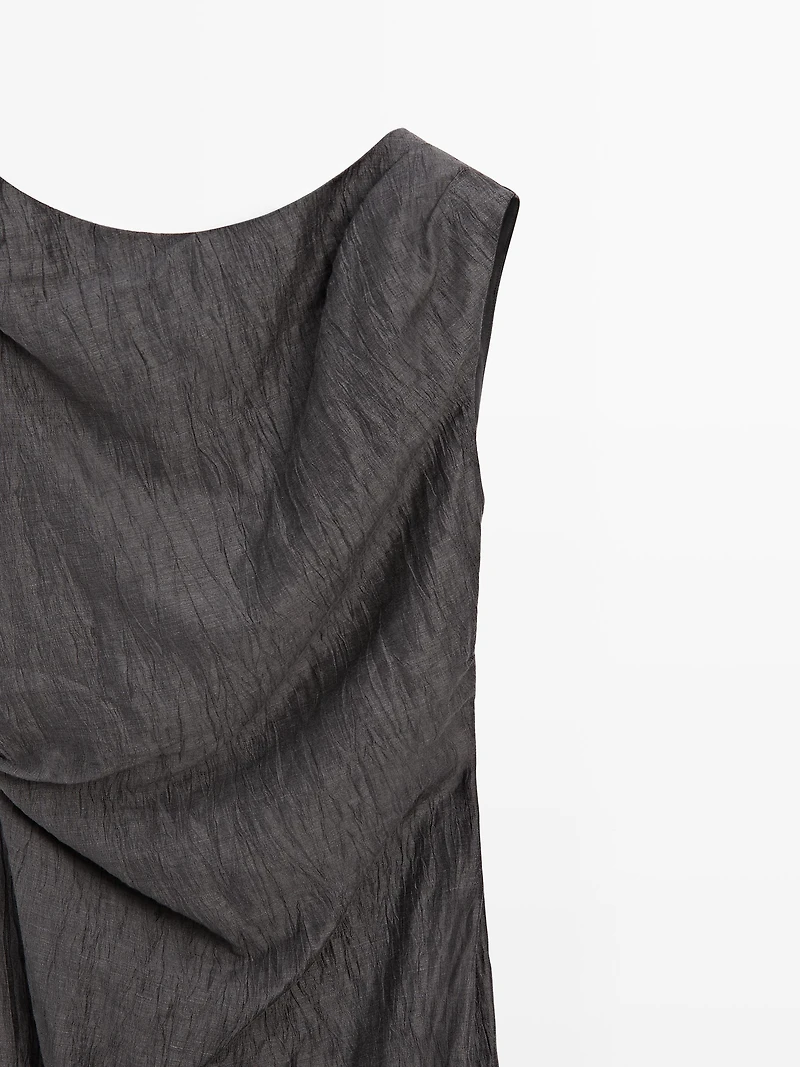 Midi dress with pleated shoulder detail