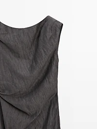 Midi dress with pleated shoulder detail