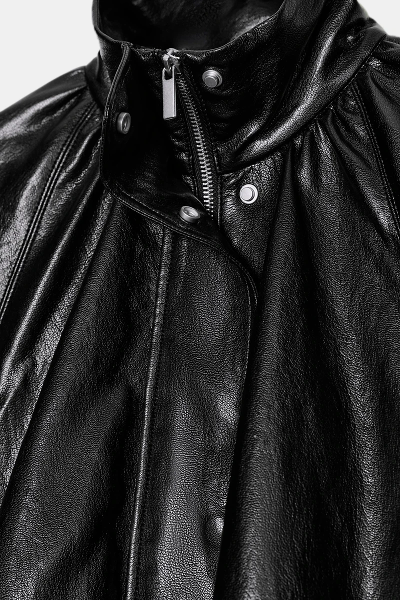 ZW COLLECTION FAUX LEATHER BOMBER JACKET