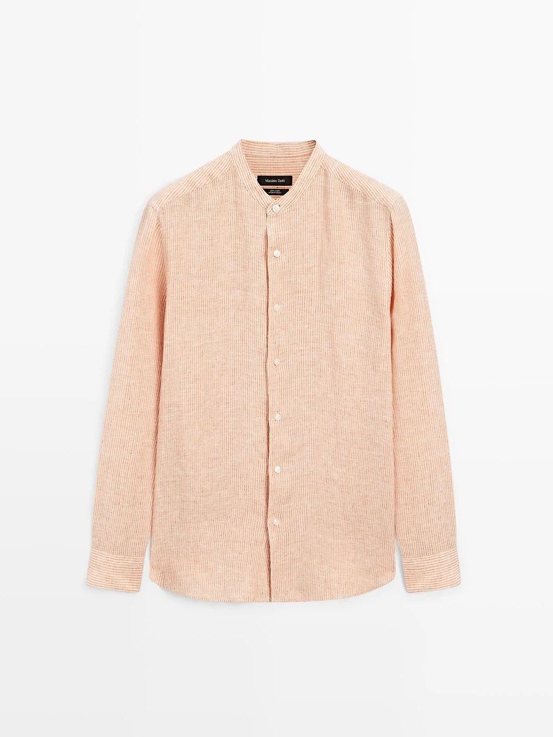 Chemise à rayures regular fit 100 % lin