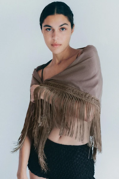 VISCOSE FRINGED SCARF