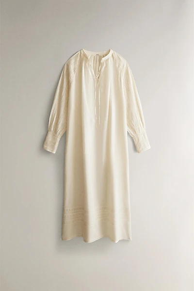 COTTON OPENWORK LACE NIGHTGOWN