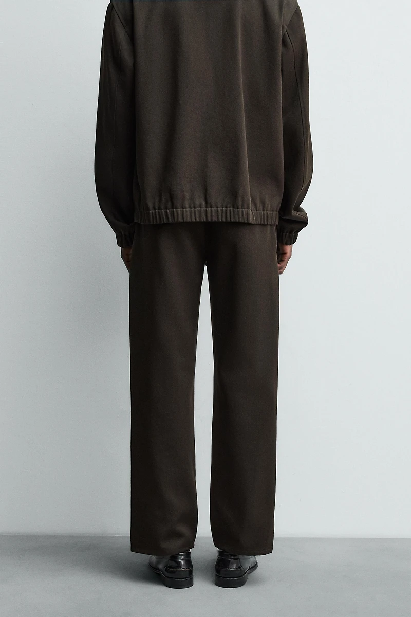 TEXTURED WOOL - COTTON PANTS