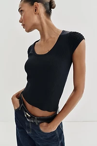COMBINATION SLEEVE KNIT TOP