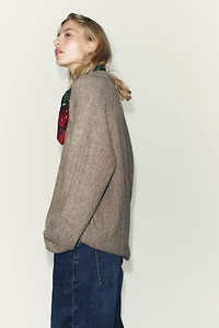 CABLE KNIT POLO SWEATER