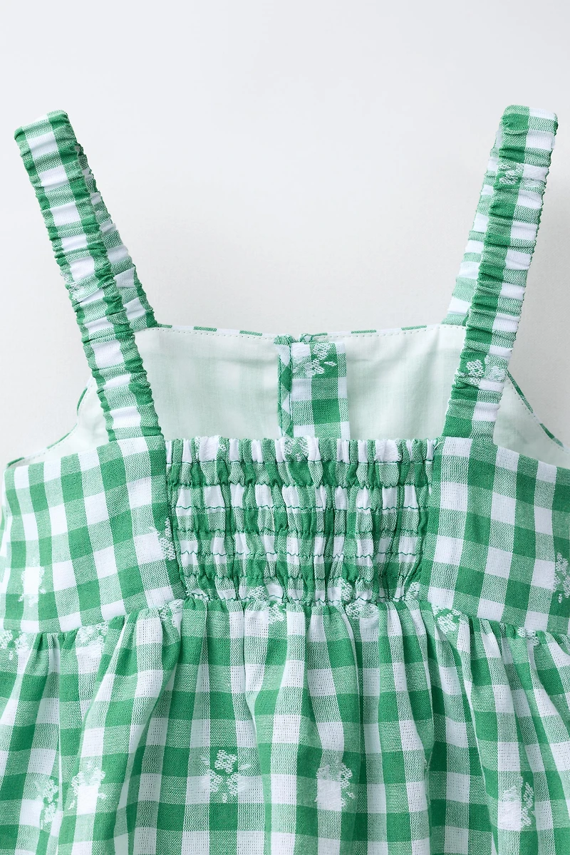 EMBROIDERED GINGHAM TOP
