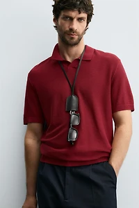 TEXTURED KNIT POLO SHIRT
