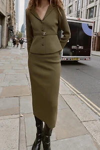 JUPE MI-LONGUE TUBE EN MAILLE