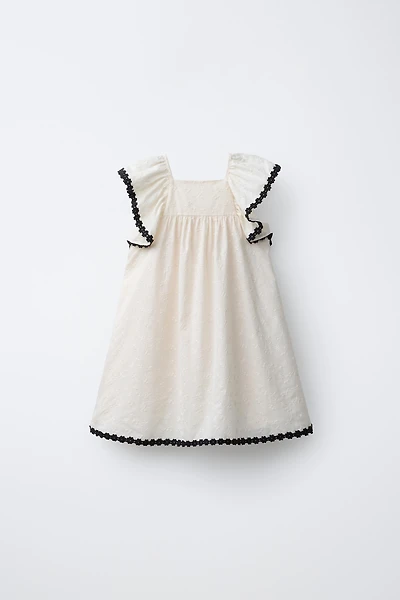 CONTRAST EMBROIDERED DRESS