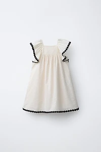 CONTRAST EMBROIDERED DRESS