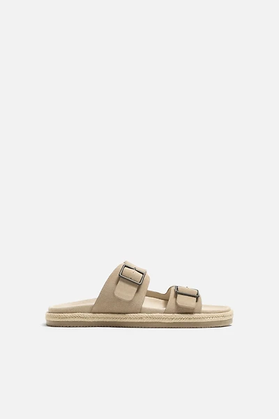 DOUBLE STRAP LEATHER SANDALS