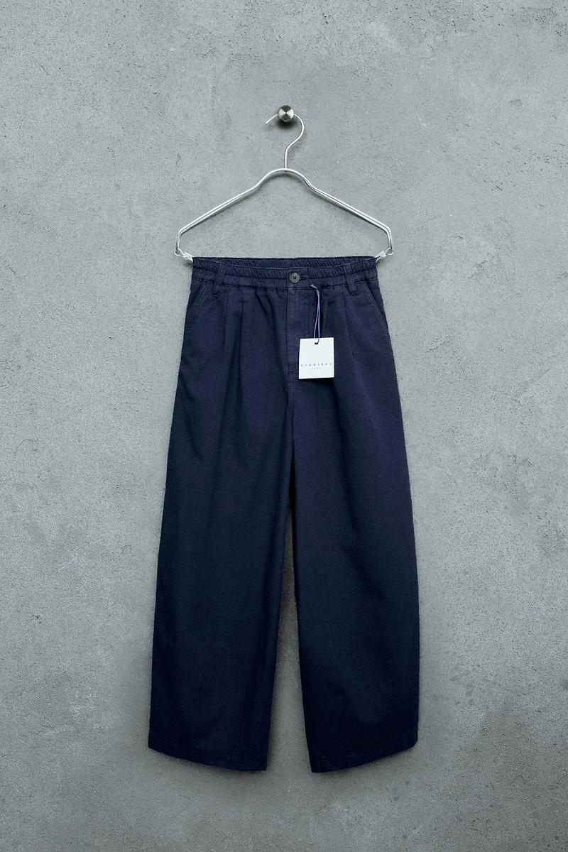 STORIESZ - BAGGY PLEATED PANTS WITH COTTON AND LINEN