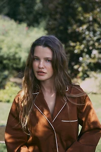 CONTRASTING POPLIN PAJAMA SHIRT