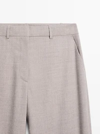 Wool blend trousers with buckle detail