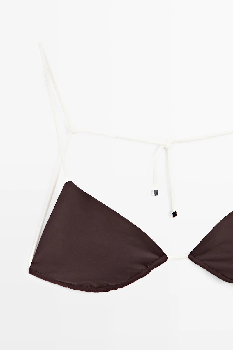 Triangle bikini top with contrast bow