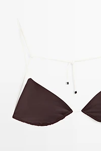 Triangle bikini top with contrast bow
