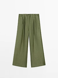 Pantalon droit fluide en lin mélangé