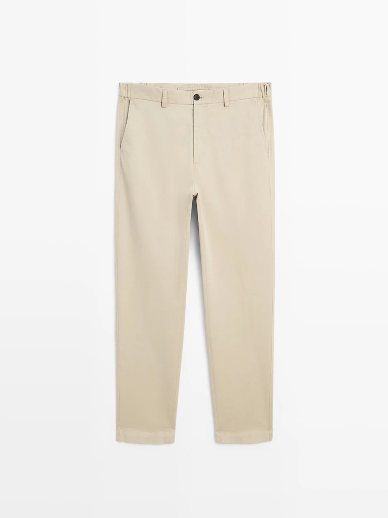 Slim fit trousers with elastic side detail