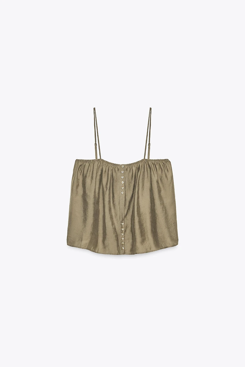 FLOWY STRAPPY BUTTON-UP TOP