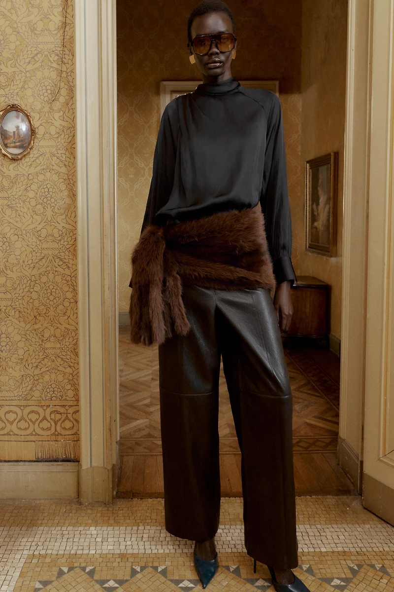 SATIN EFFECT BLOUSE WITH SHOULDER BUTTONS