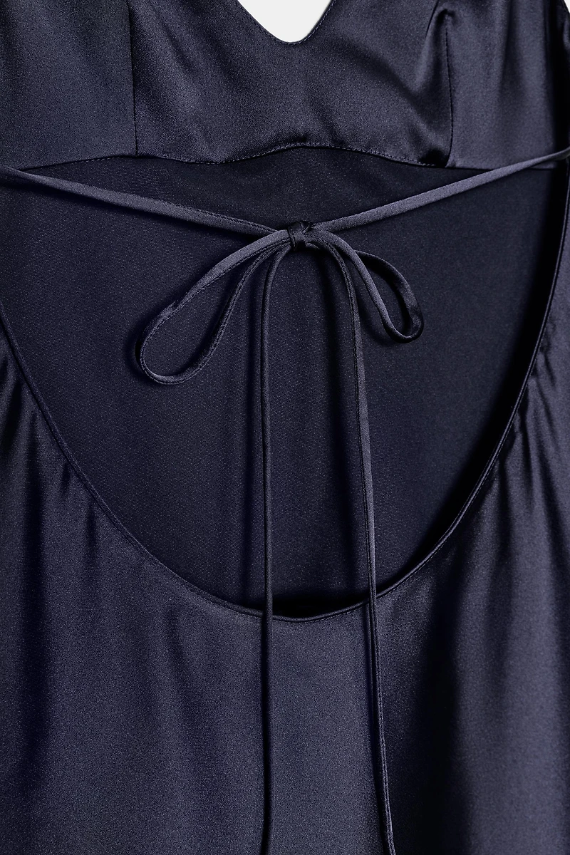 SATIN ASYMMETRIC LACE DRESS