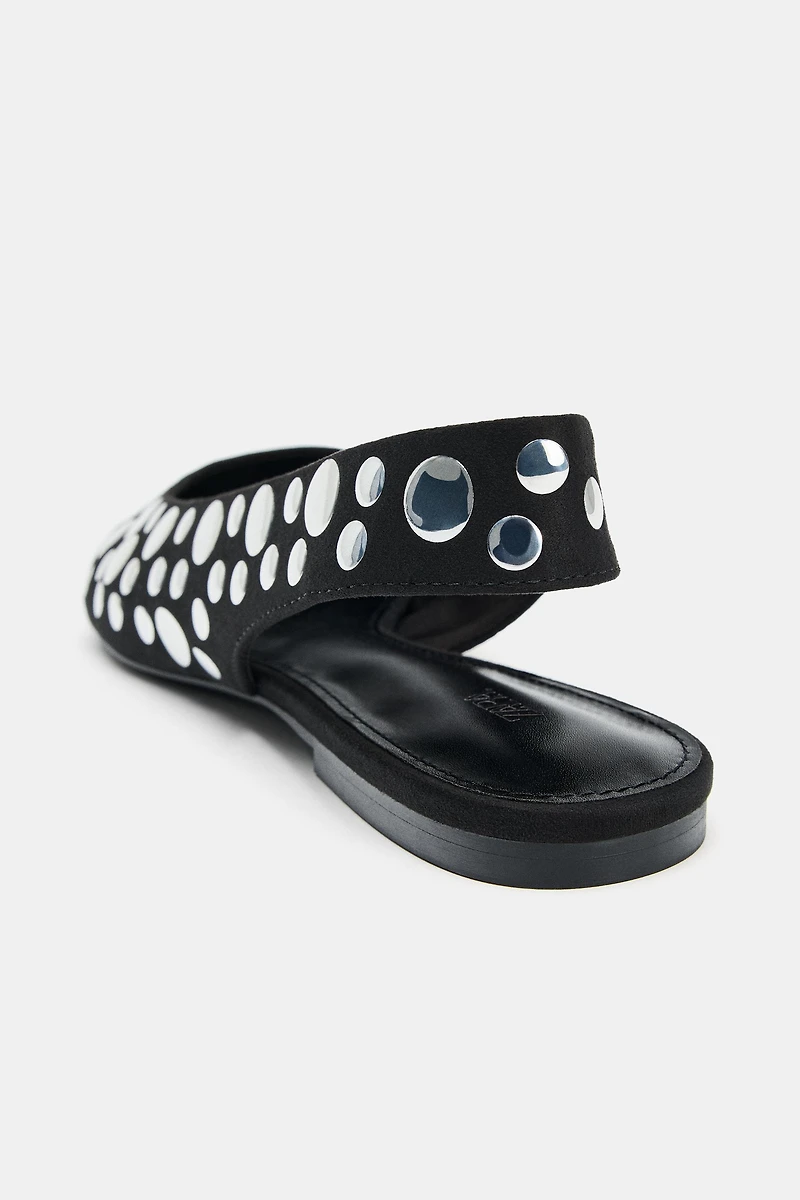 STUDDED SLINGBACK FLATS