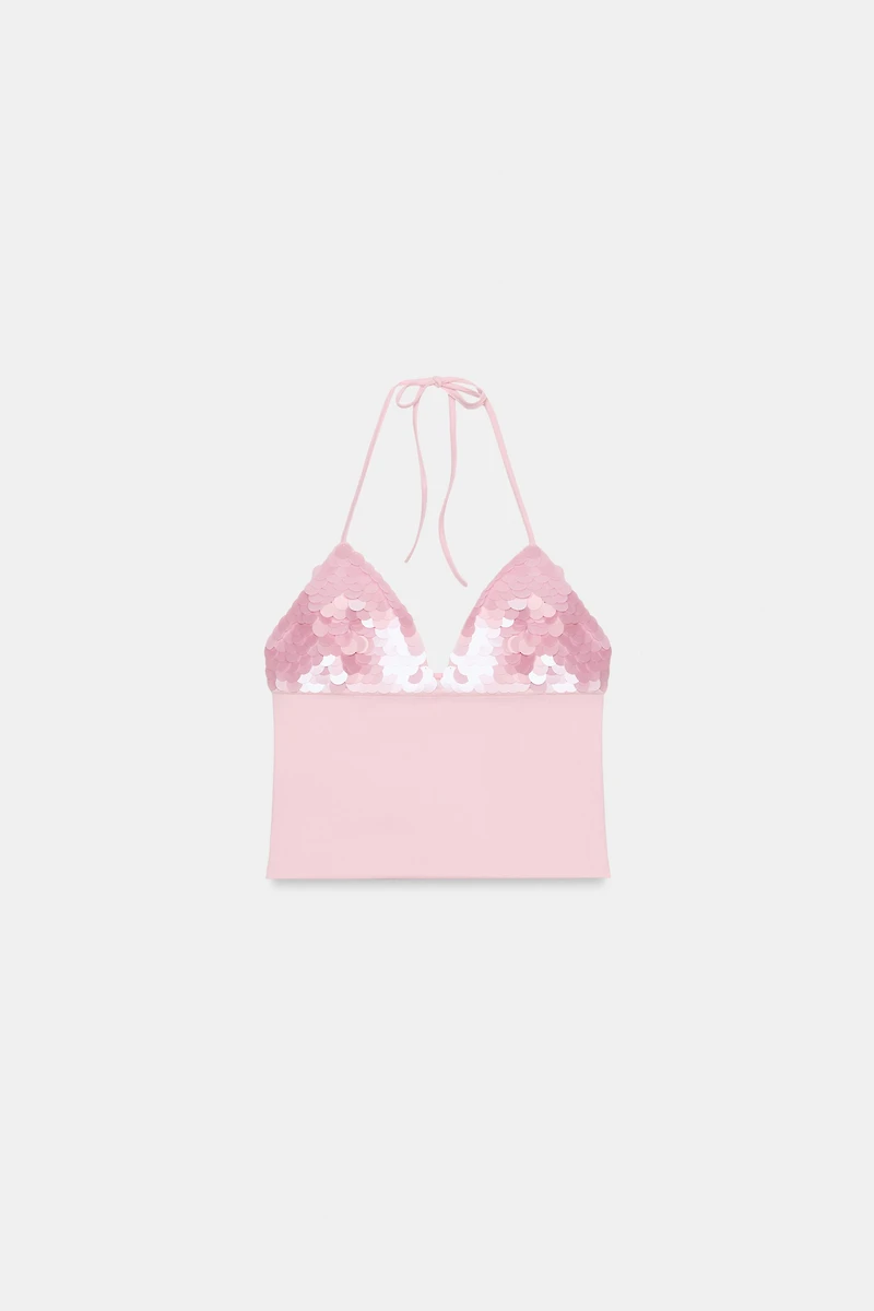 TOP HALTER PAILLETTES