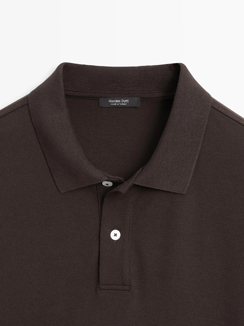 Micro textured cotton polo shirt