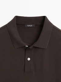 Micro textured cotton polo shirt
