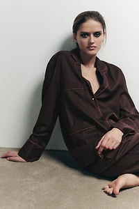 CONTRAST STRIPE PAJAMA SHIRT