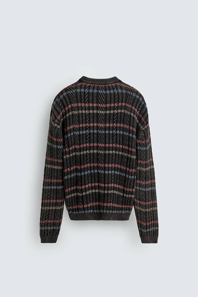 TEXTURED STRIPED SWEATER