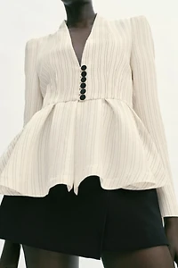 STRIPED PEPLUM BLAZER