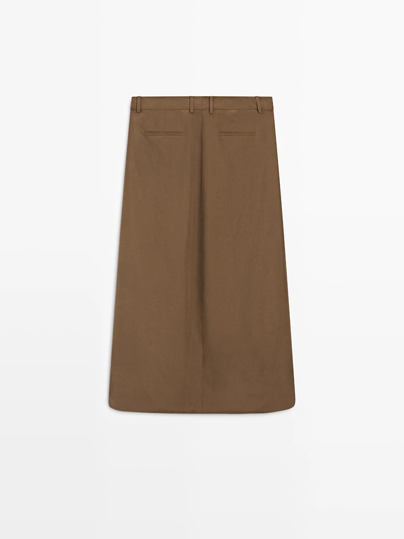 100% silk midi skirt with gathered details - STUDIO