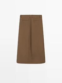 100% silk midi skirt with gathered details - STUDIO