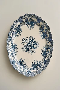 PLAT FAÏENCE IMPRIMÉ FLEURS