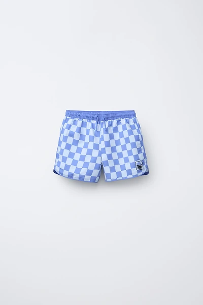6-14 YEARS/CHECKERBOARD SWIM SHORTS