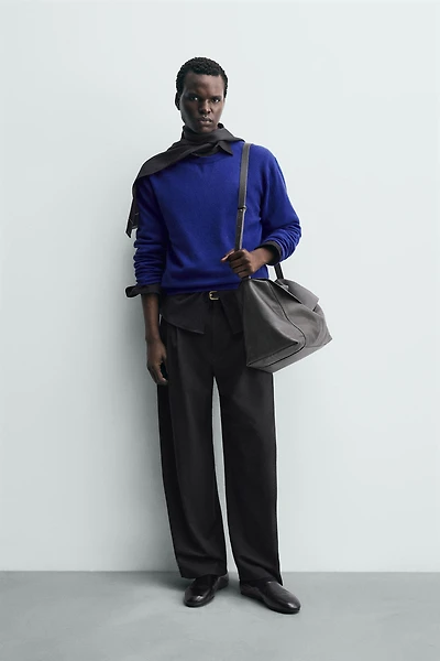 WOOL PLEATED PANTS