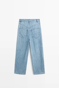 100% linen high-waist barrel fit jeans