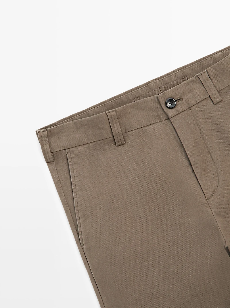 Tapered fit micro textured trousers