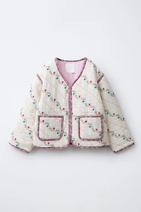 EMBROIDERED FLORAL PUFFER JACKET