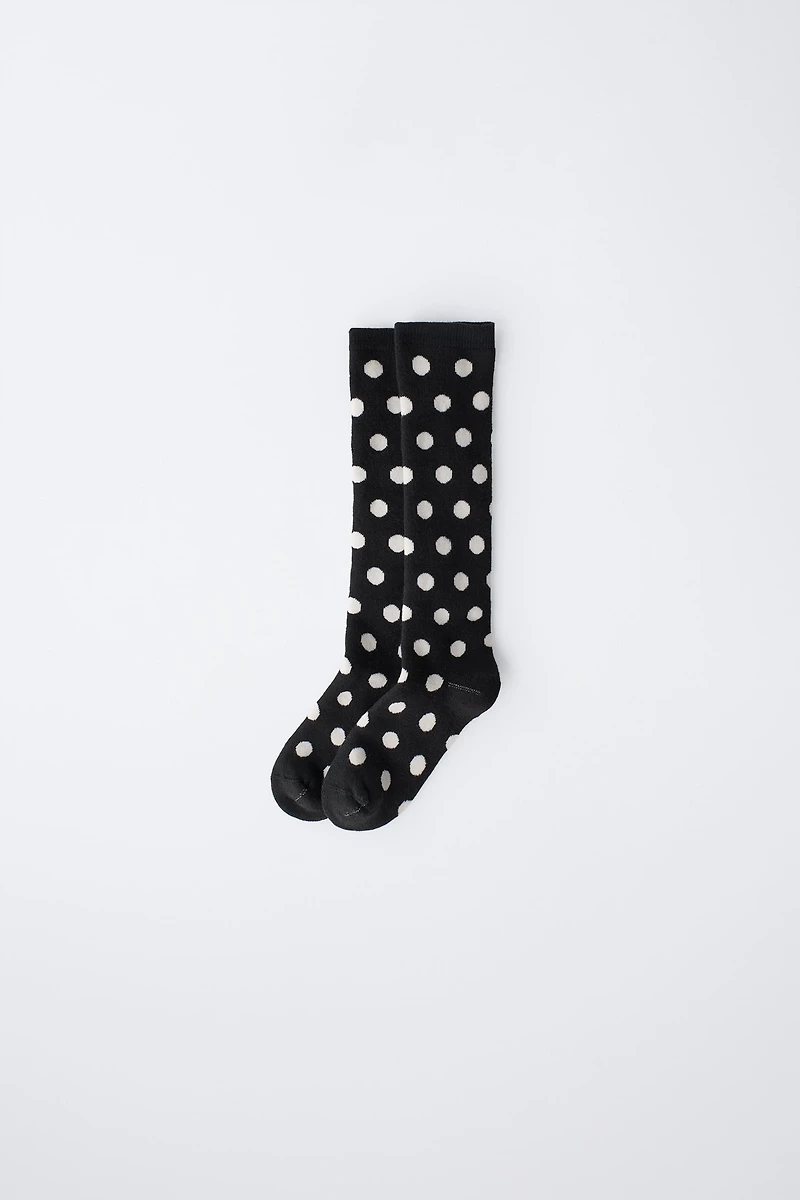 THERMAL POLKA DOT KNEE SOCKS