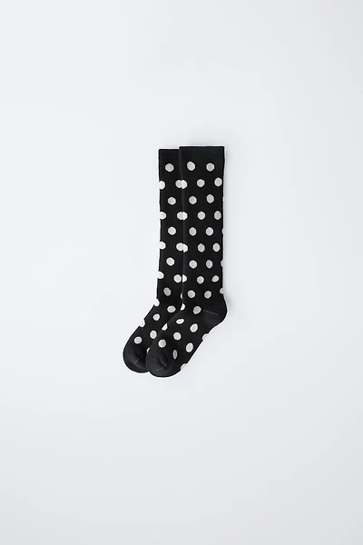 THERMAL POLKA DOT KNEE SOCKS
