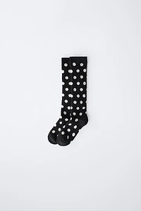 THERMAL POLKA DOT KNEE SOCKS