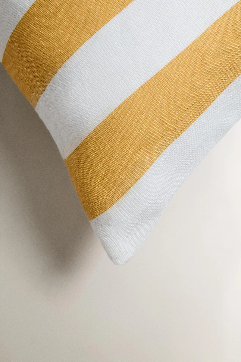 HOUSSE DE COUSSIN RAYURES LIN