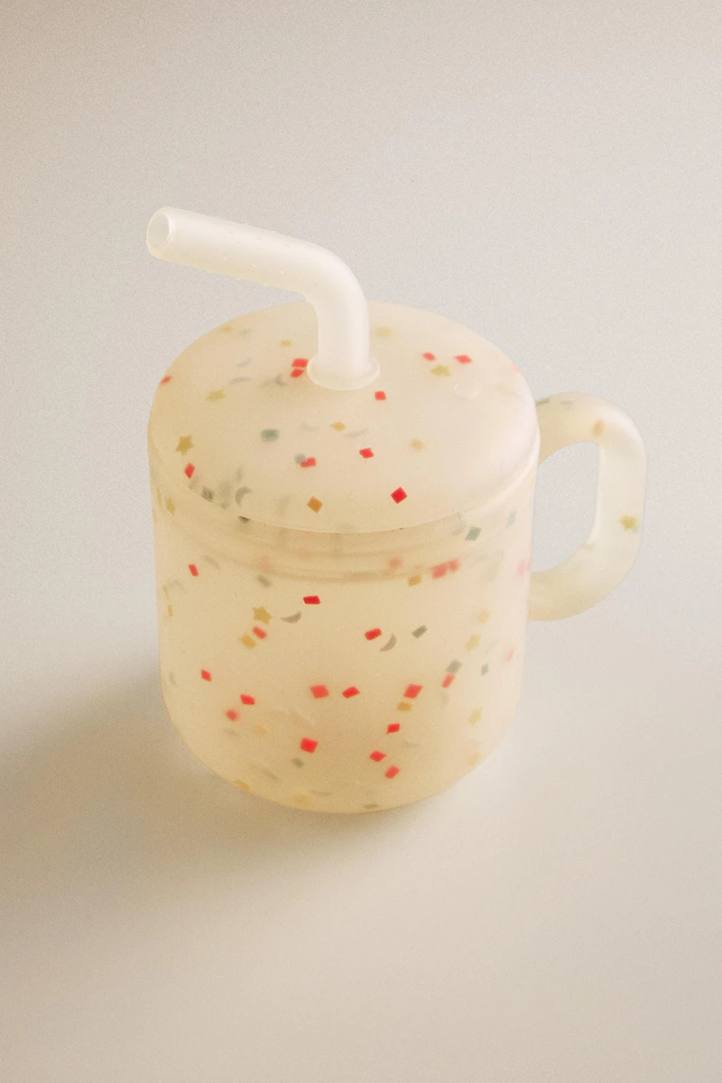 KIDS’ SILICONE CONFETTI TUMBLER WITH STRAW