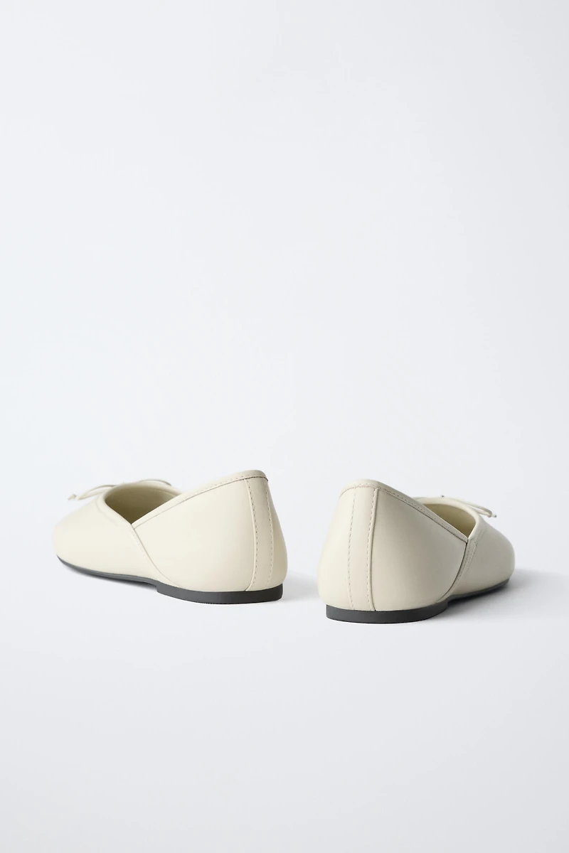 LEATHER BOW BALLET FLATS