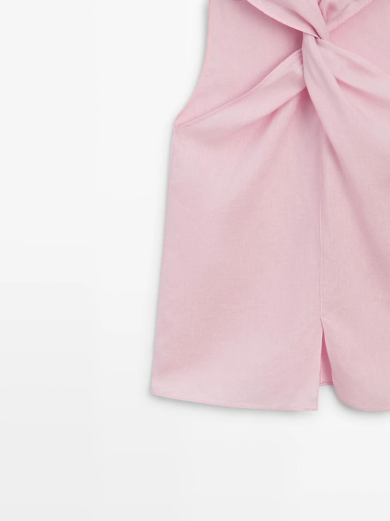 100% linen crossover top