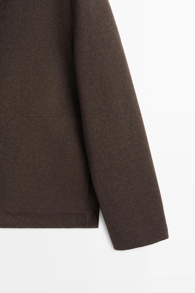 Wool blend high neck jacket